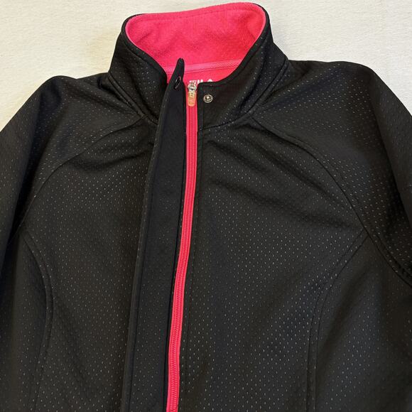 FILA Jacket Womens Large Black Full Zip Mock Neck Waterproof Pink Fleece Lined - Picture 3 of 9